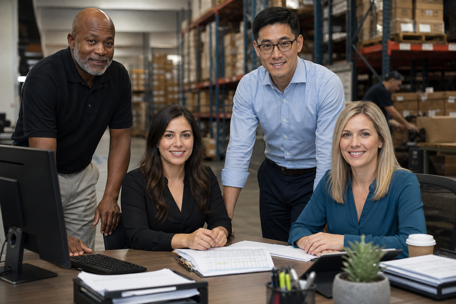 Accounts receivable team managing collections at a wholesale distributor