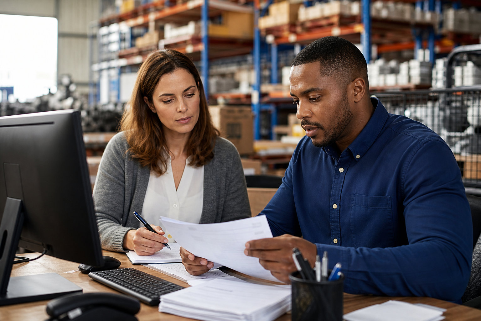Accounts receivable team managing collections at an industrial supply distributor